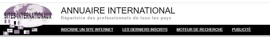 Annuaire SITES INTERNATIONAUX - répertoire des professionnels